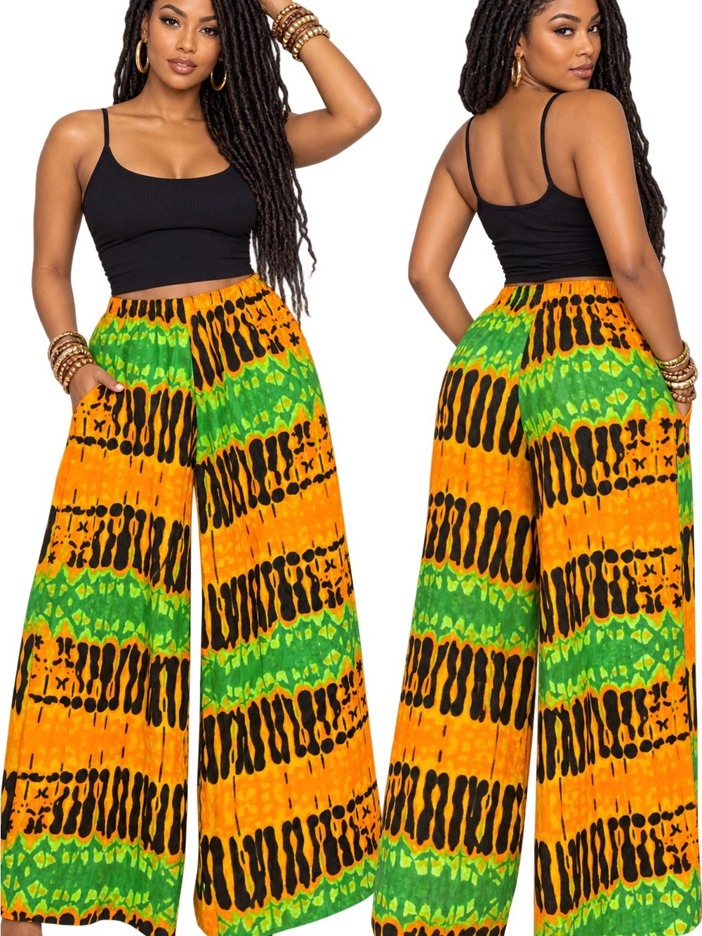 Custom made wide leg pants will fit a S/M